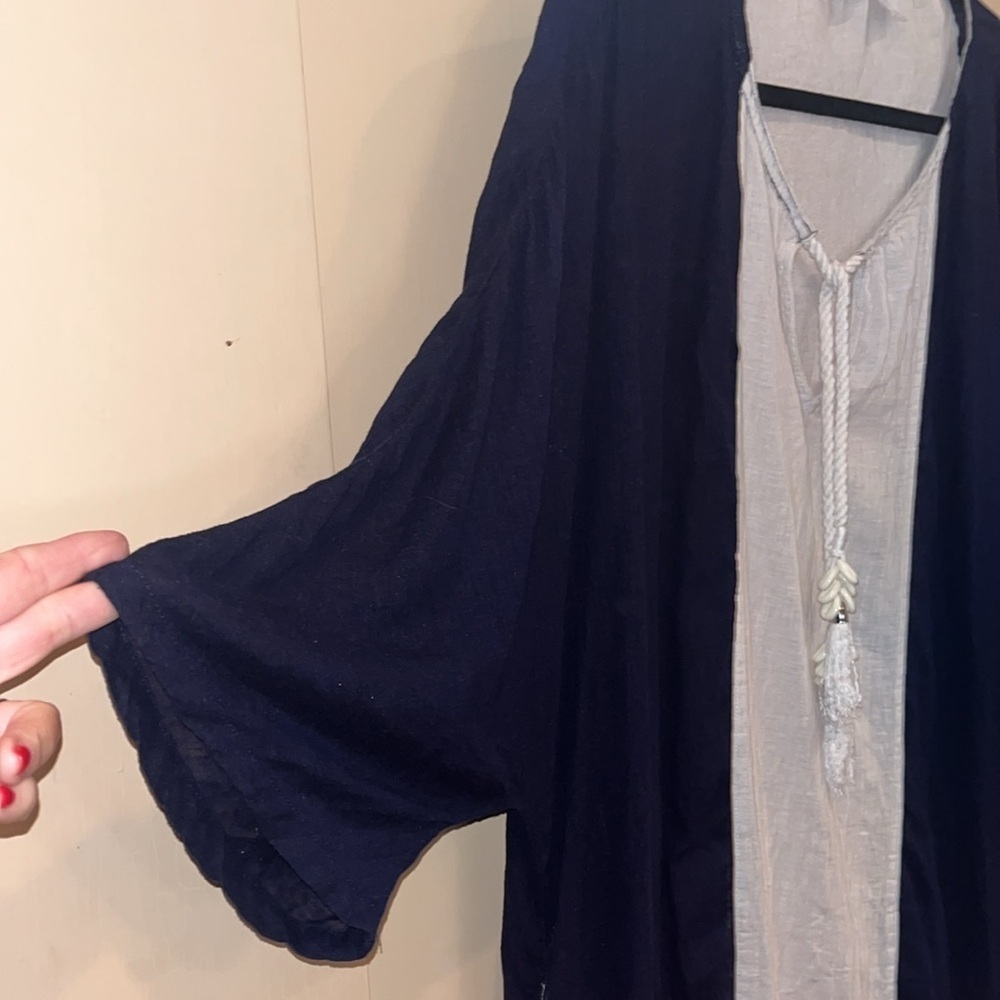 Sigrid Olsen long linen combo kaftan/ cover up size large - Picture 5 of 9